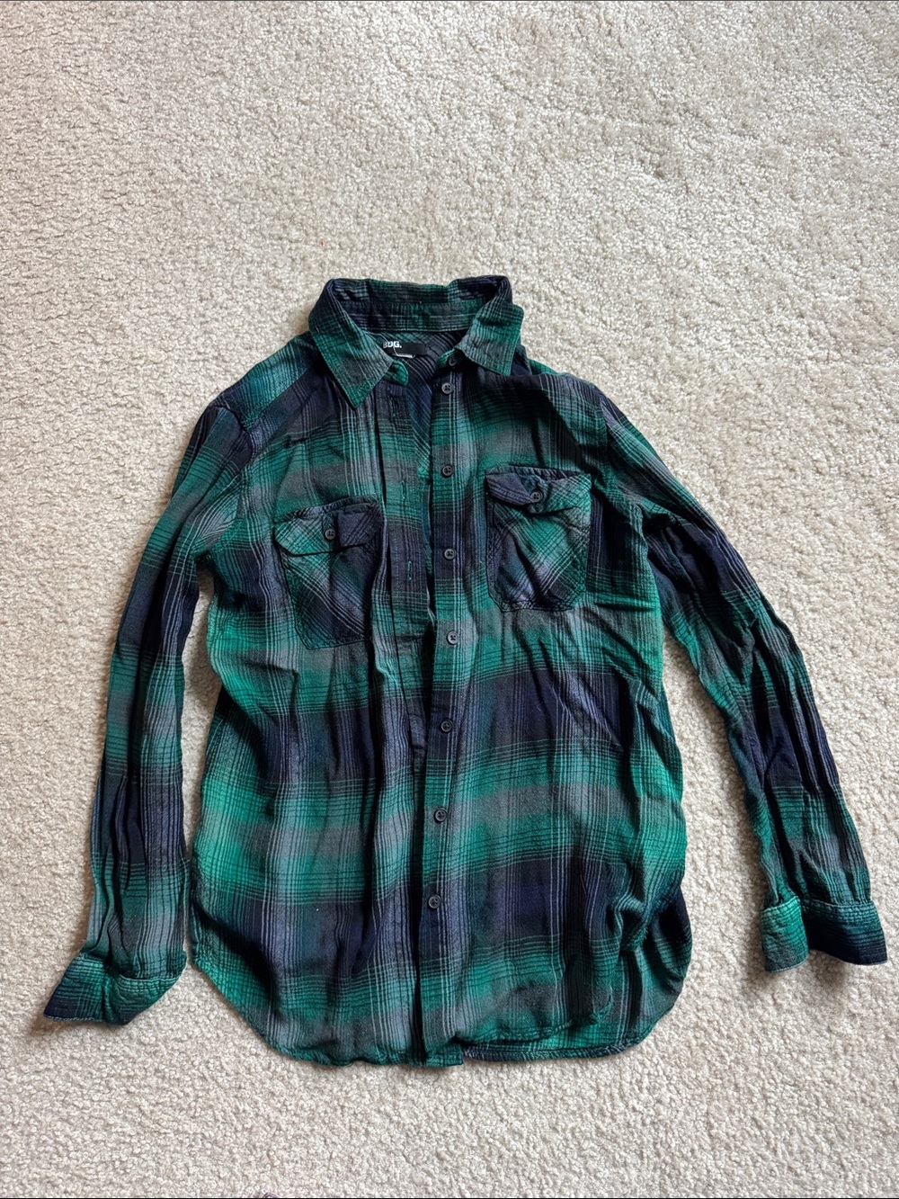 Green Plaid Button-Up Shirt